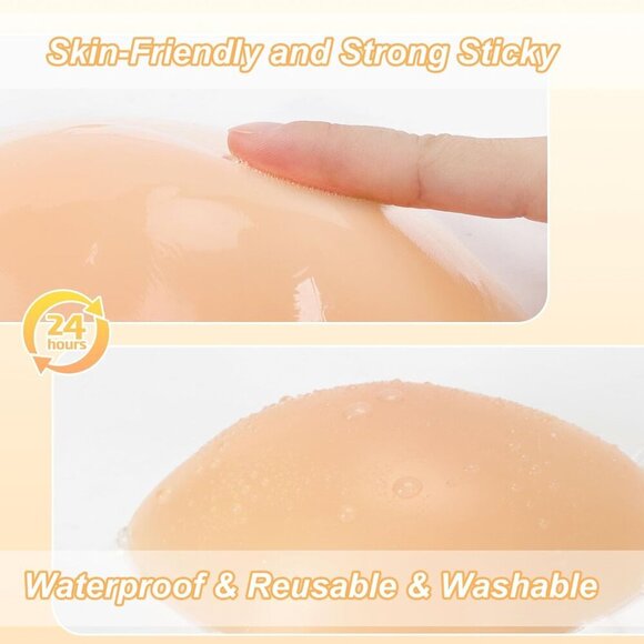 Adhesive Bra Invisible Push Up Sticky Bra, Strapless Self-Adhesive Bra with Nipp - Picture 3 of 5